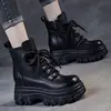 Botines de suela gruesa para mujer 2026 invierno nuevo estilo británico Ding Jia Rong antideslizantes piel suave otoño e invierno Botas de piel Bai Ma