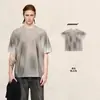 Camiseta Masculina Estilo Fino Bk Pintada à Mão 160g Algodão Puro Gradiente Verão Estilo Americano Pintada Solta Gola Redonda Manga Curta