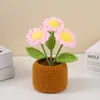 Plantas en Maceta Tejidas, Tulipanes Tejidos a Mano, Decoraciones para el Hogar, Flores Artificiales de Ganchillo de Hilo, Flores Eternas, Rosas