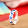 Anillo de Esmalte de Flor de Plata 9999 Pie de Plata Carácter Moda para Mujer Estilo Nacional Personalidad Combinable Anillo Abierto