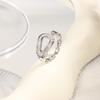 Anel Feminino Popular Europeu e Americano Personalidade Vazado Escada Quadrado Diamante Zircônia Ferradura Moda Trabalho Nó de Corda Anel Aberto