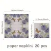 Servilletas de papel florales de primavera con flores, fresas y mariposas, servilletas desechables para salidas de primavera, picnics, fiestas y decoraciones de cumpleaños