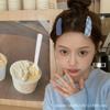 Estilo coreano outono e inverno estilo acadêmico Xadrez cor sólida pão de esponja BB clip grampo de cabelo clipe lateral grampo de cabelo doce para menina grampo de cabelo desfiado