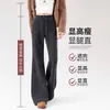 Pantalones suaves de lana microacampanados para mujer, nuevo modelo 2026, primavera, otoño, invierno, forrados de polar, pantalones casuales de pierna ancha para petite.