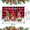 Manteles Individuales Decorativos Navideños de Venta Caliente Transfronterizos, Nuevos Manteles Individuales Aislantes de Calor para Mesa Festiva, Manteles Individuales de Lino Resistentes a Manchas Estilo Occidental