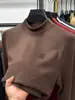 Camisa Básica de Veludo Alemão com Gola Alta Meia-Calça Masculina Escovada Outono e Inverno Espessada Quente Moletom Moda Casual Camiseta de Manga Longa com Veludo dos Dois Lados