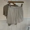 Shorts Casuais de Algodão e Linho com Cordão Estilo Old Money Relaxado para Mulheres, Novo Modelo de Verão, Afinando Cintura Alta Linha A Perna Larga Hot Pants
