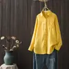 Camisa de Gaze de Algodão Dupla Camada Cor Sólida Manga Longa Estilo Japonês Outono 2026 para Mulheres Top Casual Artístico Fino