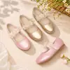 Sapatos Mary Jane Flor de Pérola Multicor para Meninas, para Apresentações de Vestido e Uso Diário, Sapatilhas de Estilo Suave