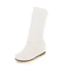 Botas Slouch de Fondo Plano Nuevas Transfronterizas Europeas y Americanas 2026 Botas Cortas de Piel para Mujer Botas de Suela Blanda Botas de Piel Arrugadas sin Cordones Talla Grande