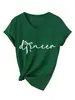 Amazon eBay site independente casual simples elegante feminina dncer laço gola V manga curta camiseta camisa base
