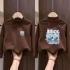 Camiseta térmica de forro polar cepillado para niños, cuello medio alto, capa base, Otoño/Invierno, estilo nuevo, para niños, capa interior cálida, estilo coreano, top casual