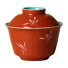Taza de Té Gaiwan Roja Orquídea Ercai de la Ciudad Prohibida Cerámica de Alta Gama Hogareña Juego de Té Kung Fu Taza de Té Individual Antiescaldante