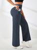 Pantalones Deportivos de Exterior para Fitness, Cruzados Europeos y Americanos, Nuevos Populares, Cintura Alta, Levanta Glúteos, Pantalones de Yoga, Transpirables, con Bolsillos, Pierna Recta para Mujer