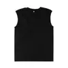 Camiseta sin mangas deportiva de verano de algodón puro pesado de 230 g de estilo retro japonés, color sólido, versátil, para fitness, unisex