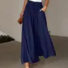 Calça pantalona longa de verão nova, transfronteiriça europeia e americana, com cós elástico, saia-calça longa de cintura alta para mulheres, em estoque