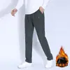 Pantalones deportivos casuales para hombre, gruesos con forro polar, para otoño e invierno, pierna recta, cómodos, que no hacen bolitas, adelgazantes y que alargan la figura, para uso deportivo y al aire libre.