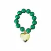 Estilo Exagerado Transfronterizo Europeo y Americano Colgante de Corazón Dorado Brillante Pulsera de Cuentas de Colores Contrastantes Collar de Cadena de Cuentas Acrílicas