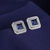 Versión coreana de pendientes cuadrados mini de circón azul de moda simples más vendidos al por mayor directo de fábrica pendientes para mujer