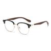 Armazón de Gafas Forma de Ceja Marrón Té Estilo Coreano, Ultra-Ligero Metal Tr90 Grano de Madera, Versátil Casual de Negocios, Bloqueo de Luz Azul, Se Puede Montar con Lentes Graduados