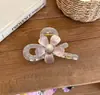Presilha de Cabelo Grande Dupla Face Flor Acetato Rosa-Púrpura Estilo Coreano para Mulheres 2026 Novo Modelo Acessório de Cabelo para a Parte de Trás da Cabeça