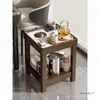 Mesa de centro de losa de roca de madera maciza, portavasos de té, especial para salas de ajedrez y cartas, máquina de mahjong, mesa de doble capa con portavasos, muebles al por mayor