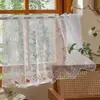 Cortina de ventana de encaje blanco transfronteriza, cortina corta estilo americano, media cortina, cortina transparente para dormitorio, cortina de puerta, cortina terminada, venta al por mayor desde el fabricante original