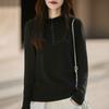 Suéter de Punto con Capucha y Media Cremallera de Terciopelo Alemán, Estilo Nuevo Otoño e Invierno 2025, con Mangas Largas, Bolsillos y Pequeñas Flores Bordadas para Mujer