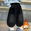 2448 Roupas Outono Inverno para Crianças Jeans 2026 Novo Estilo Infantil Estilo Coreano Aveludado Espessado Calças Banana Calças de Inverno para Meninos