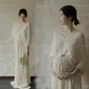 Tema Estúdio Fotográfico Novo Retrô Novo Estilo Chinês Vestido Amassado com uma Vibe Descolada para Sessão de Fotos da Barriga de Grávidas