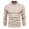Suéter Gola Alta Liso Masculino Outono/Inverno 2025 Tricô Masculino Camisa Base Verde Militar