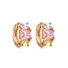 Pendientes de circonita chapados en oro de 14 quilates, moda transfronteriza y estilo ins personalizado, pendientes versátiles de lujo ligero, exquisitos y de nicho