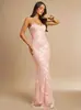 Vestido de noite com bordado floral para mulheres, roupa de festa de alta qualidade, elegante sem alças, justo, estilo francês, sem costas, cor sólida, longo