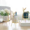 Estilo Escandinavo Criativo Cervo de Ferro Dourado Vaso de Flores Cerâmico Porta-Canetas Armazenamento Musgo Decorativo Arranjo Floral