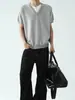 Camiseta de Punto Manga Corta con Parches Falsos de Dos Piezas Transfronteriza Cuello en V para Hombre Verano Estilo Old Money Holgada Informal Perezosa Camiseta Superior