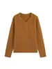 Suéter de Tricô Trançado com Gola V Retrô para Mulheres, Cardigã Solto Curto de Tricô Grosso, Blusa Elegante de Manga Longa para o Dia a Dia