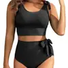 Biquíni Cortado Transfronteiriço Amazon 2027 Europeu e Americano Sexy de Cintura Alta Roupa de Banho Esportiva Moda Praia Feminina Sessão de Fotos