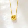 Collar de ojo de gato con hielo picado de oro de arena vietnamita, estilo minimalista, anillo martillado de imitación de oro para mujer, color duradero, fábrica de joyería