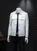 Chaqueta Nueva de Primavera y Otoño para Hombre Marca de Moda Casual Cuello Solapa Superior Juventud Ajustada Jacquard Talla Grande Abrigo