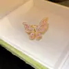 Cristal de Mariposa~Anillo Abierto de Mariposa Microincrustado de Circonita Estilo Coreano Anillo Estilo Ins Joyería Exquisita de Alta Gama Venta al por Mayor
