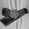 Elegante hebilla de aleación con diseño de flor de Joker con incrustaciones de diamantes de imitación para cintura de mujer, estilo europeo y americano, venta al por mayor 044
