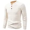 Suéter Casual Henley para Hombre Nuevo Transfronterizo 2026, Moda Trendy Tejido Retorcido Ajustado para Hombre Venta al por Mayor