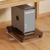 Soporte de torre de computadora de madera maciza, bandeja de soporte móvil para caja de escritorio, estante de almacenamiento de base para oficina con ruedas universales