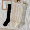 Calcetines de media pantorrilla para mujer estilo Miu, calcetines largos de malla hueca estilo coreano, calcetines apilables versátiles de color liso estilo ballet, calcetines JK adelgazantes
