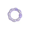 Anel Colorido de Diamante Fivela de Mola Diamante Dupla Face Flor de Ameixa Anel Aberto Pétala Chaveiro Acessórios DIY Anel de Conexão de Liga