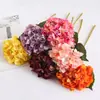 Hortensia Simulada de 2 Hojas Rama Única Tela de Seda Arreglo Floral Grande de Hortensia Decoración de Hotel Accesorios para Fotografía de Bodas Flor Artificial al por Mayor