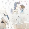 Pegatina de Amazon de tamaño pequeño con diseño de globo, unicornio y niña, para habitación infantil, con dibujos de elefantes y animales.