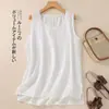 Nuevo *** chaleco de algodón, verano, corte holgado, retro, sin mangas, bordado, fino, artístico, top liso, camisola