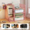 Prateleira de Armazenamento para Classificação de Assuntos Porta-livros de Mesa Estante em Camadas Porta-arquivos de Mesa para Estudante Prateleira de Armazenamento de Livros Uso Doméstico