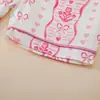 Pijama de Niña para Verano con Estampado de Moños Ropa de Casa de Dos Piezas Ropa Infantil de Manga Corta con Cuello